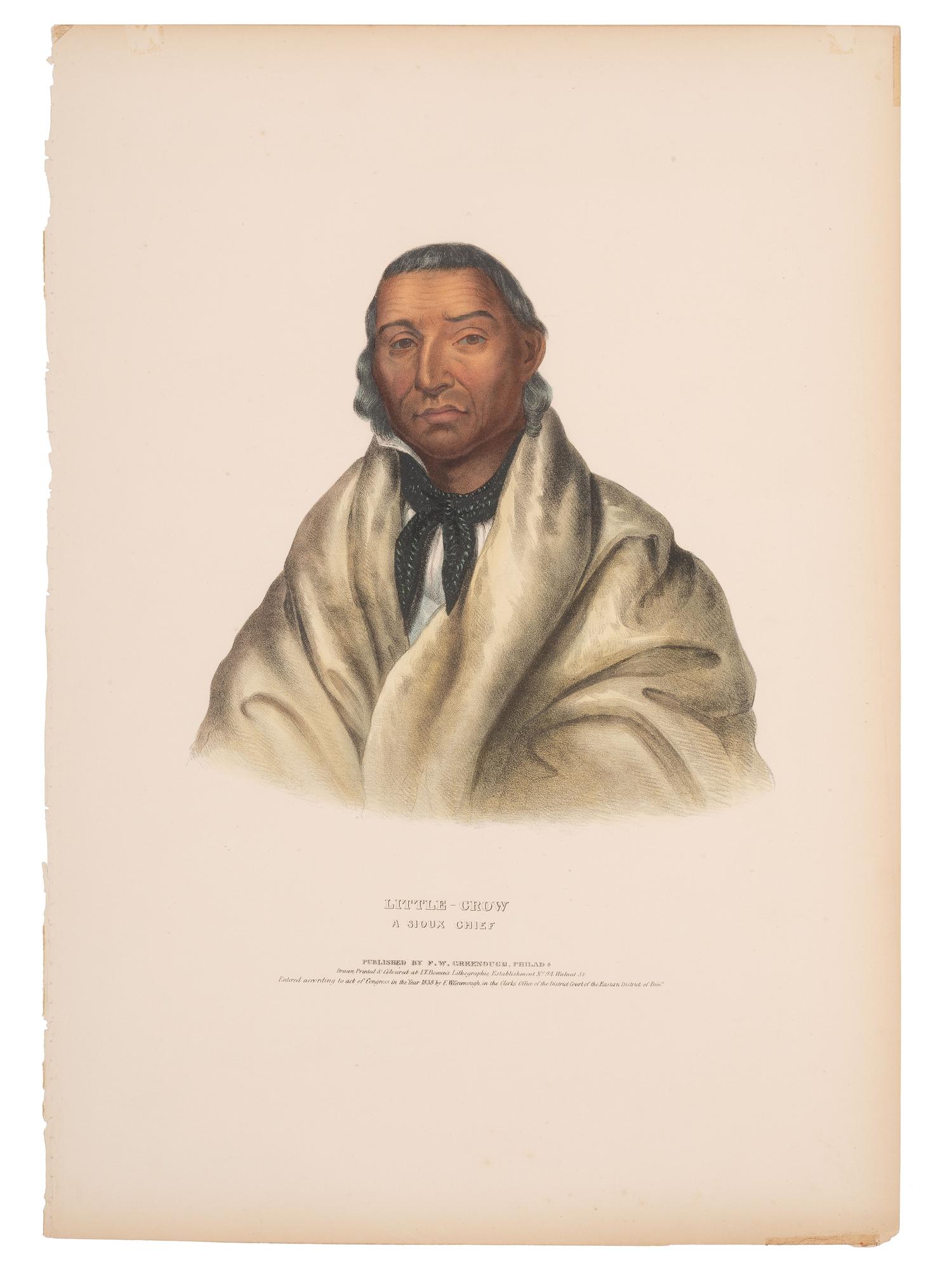 [McKENNEY & HALL]. A group of 3 large folio hand-colored lithographs of Sioux and Salish. 1836-1838.
