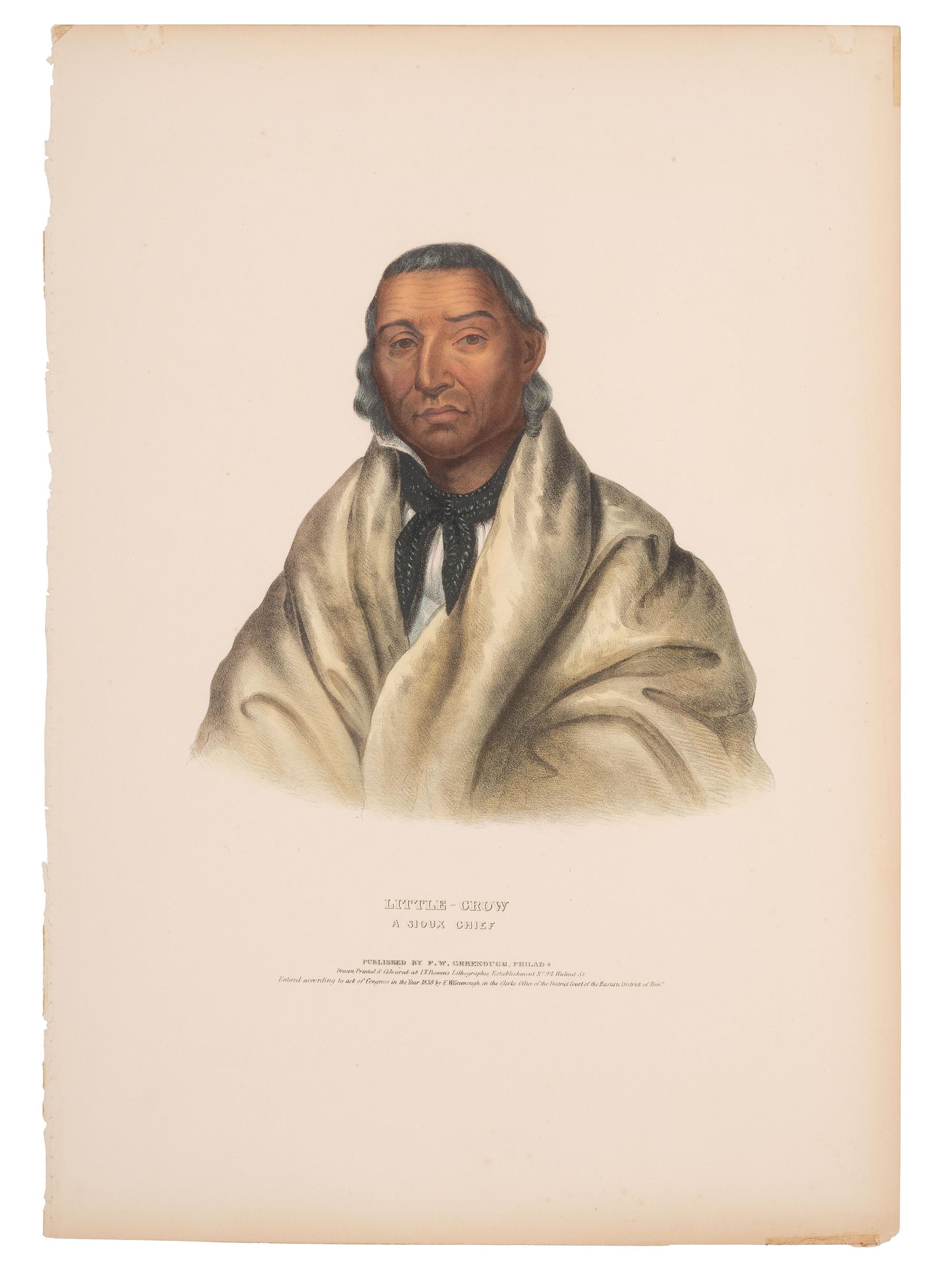 [McKENNEY & HALL]. A group of 3 large folio hand-colored lithographs of Sioux and Salish. 1836-1838.