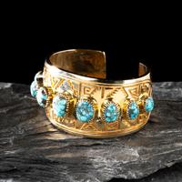 Vernon Haskie (Diné, b. 1968) — 14K Gold and Gem Grade Turquoise Cuff Bracelet