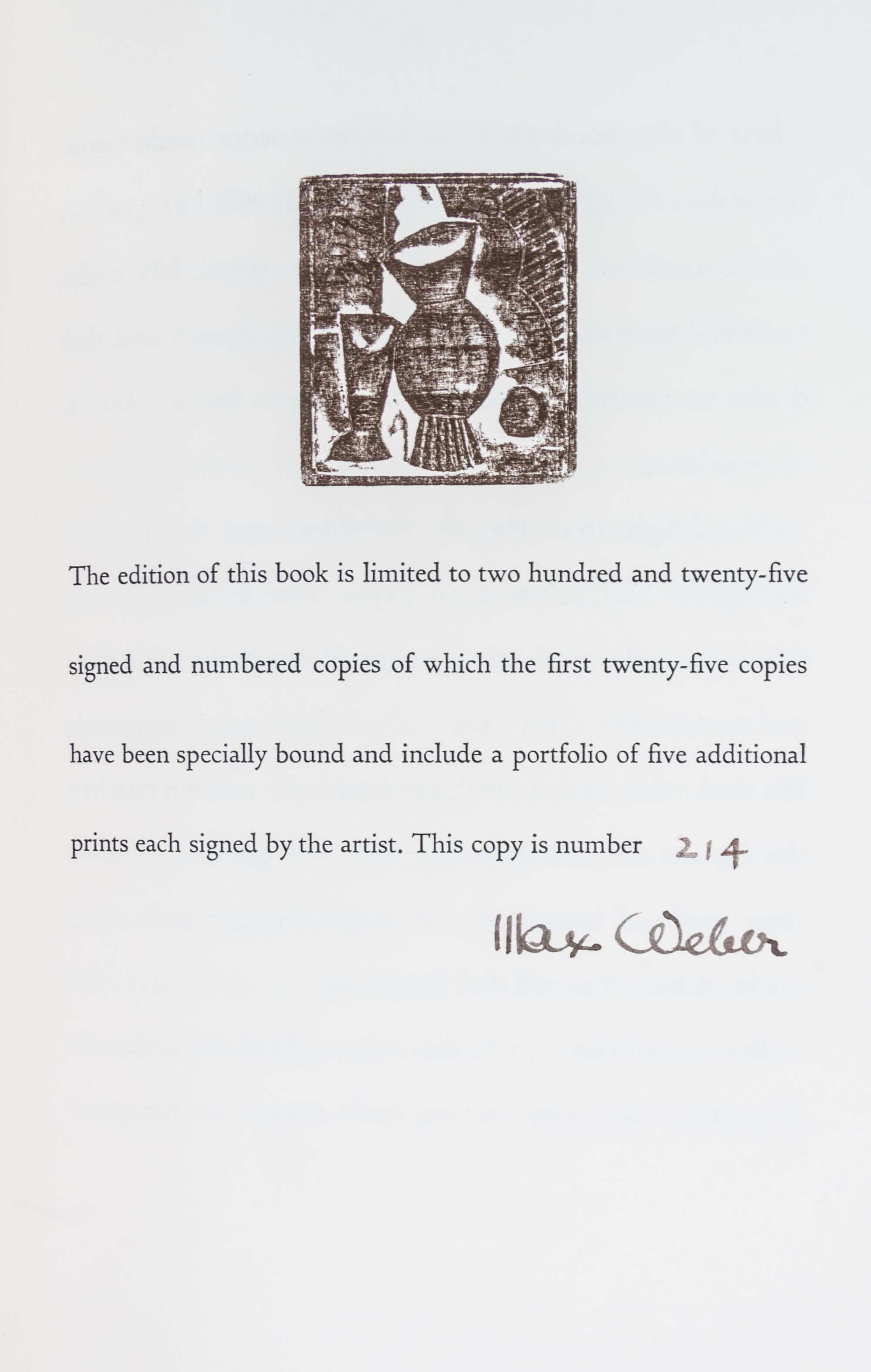 WEBER, MAX. Woodcuts and Linoleum Blocks. NY, 1956. Limited, signed.