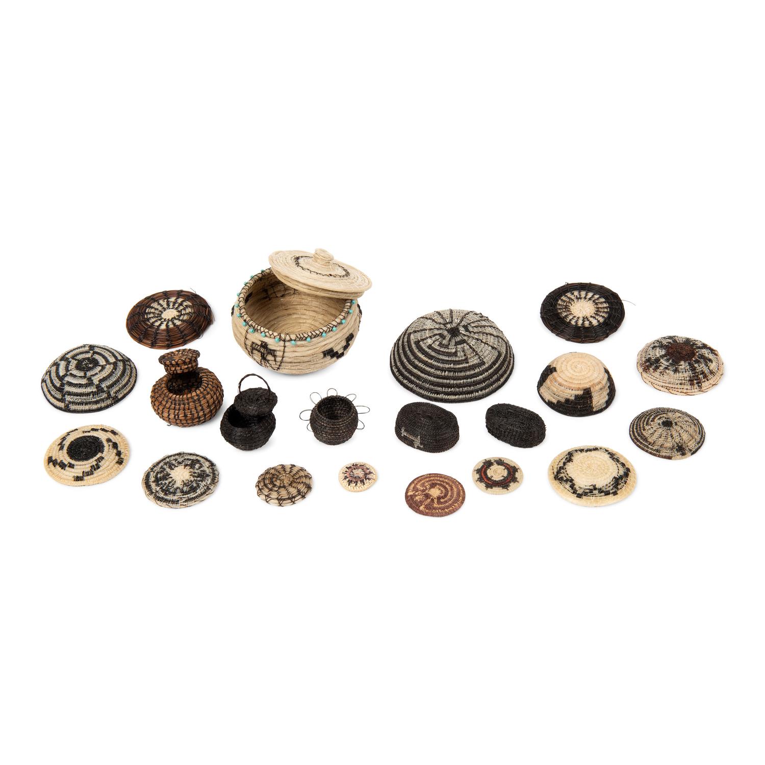 Group of Tohono O'odham, Akimel O'odham, Navajo and Cherokee Miniature Baskets