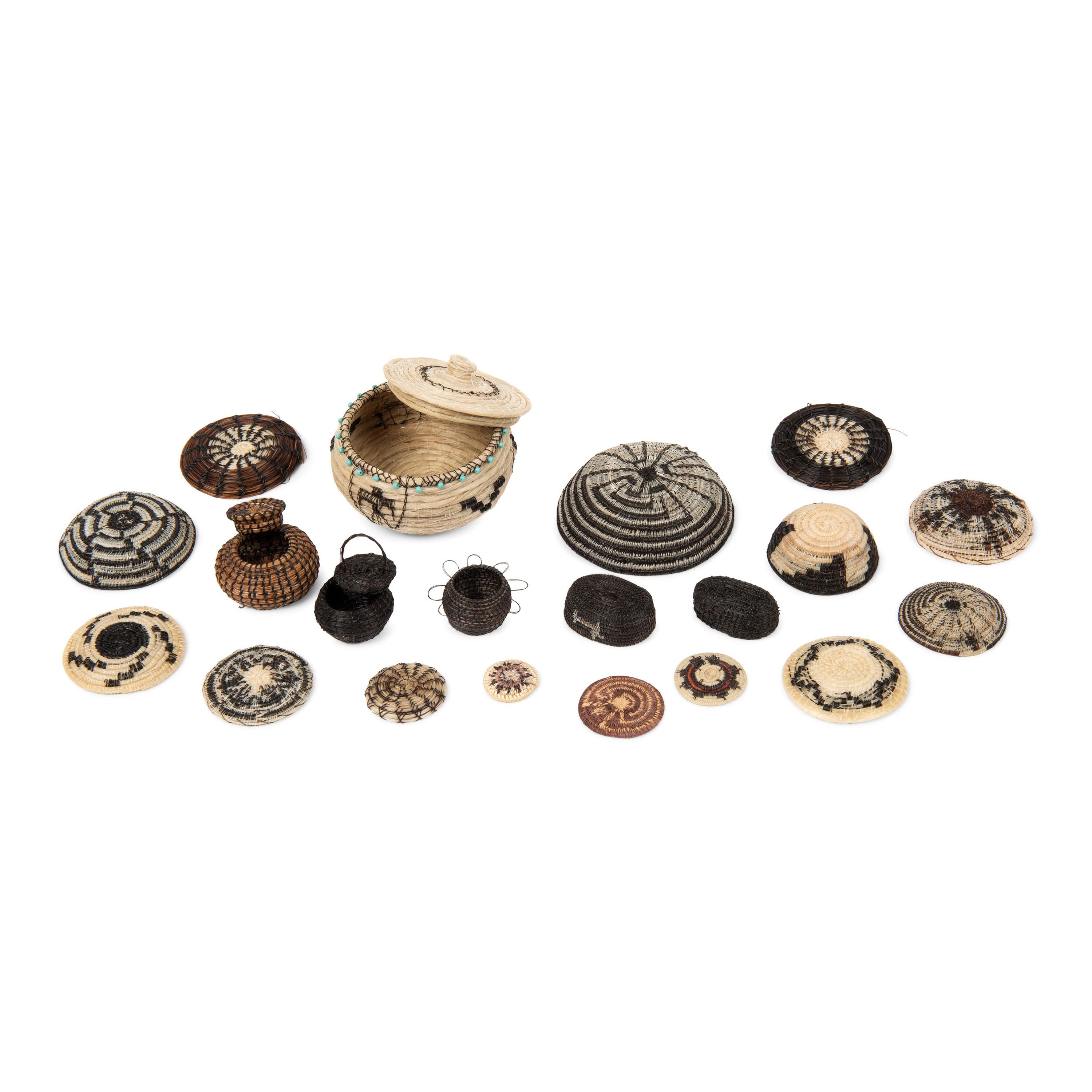 Group of Tohono O'odham, Akimel O'odham, Navajo and Cherokee Miniature Baskets