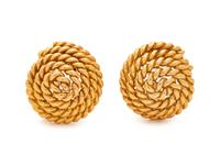 A Pair of 18 Karat Yellow Gold Earclips, Tiffany & Co.