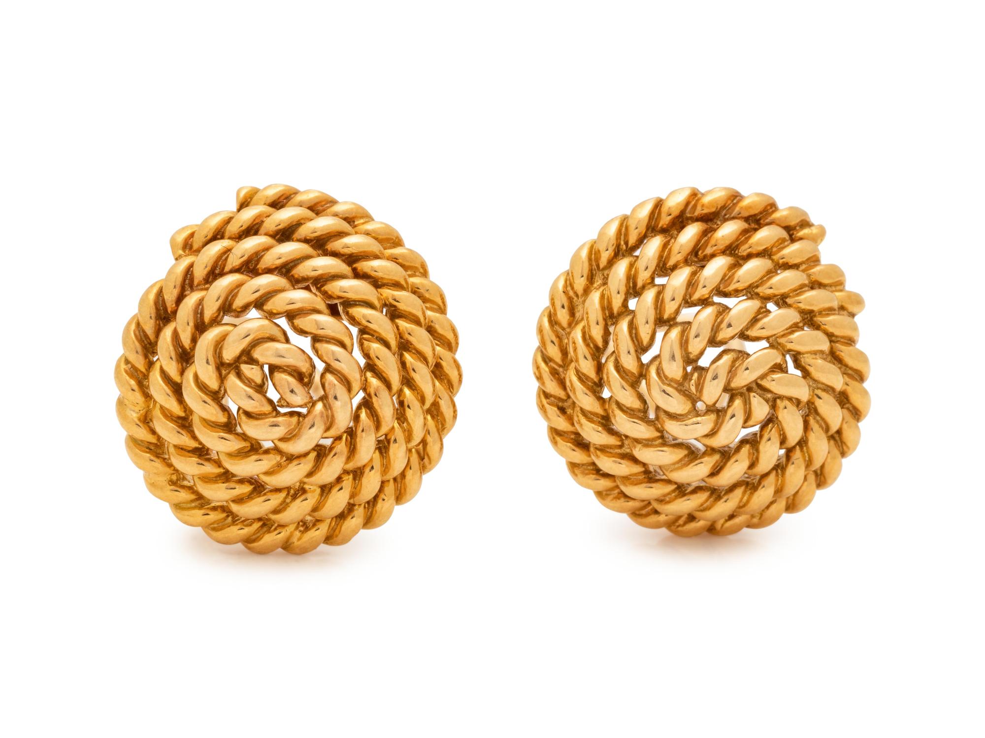 A Pair of 18 Karat Yellow Gold Earclips, Tiffany & Co.
