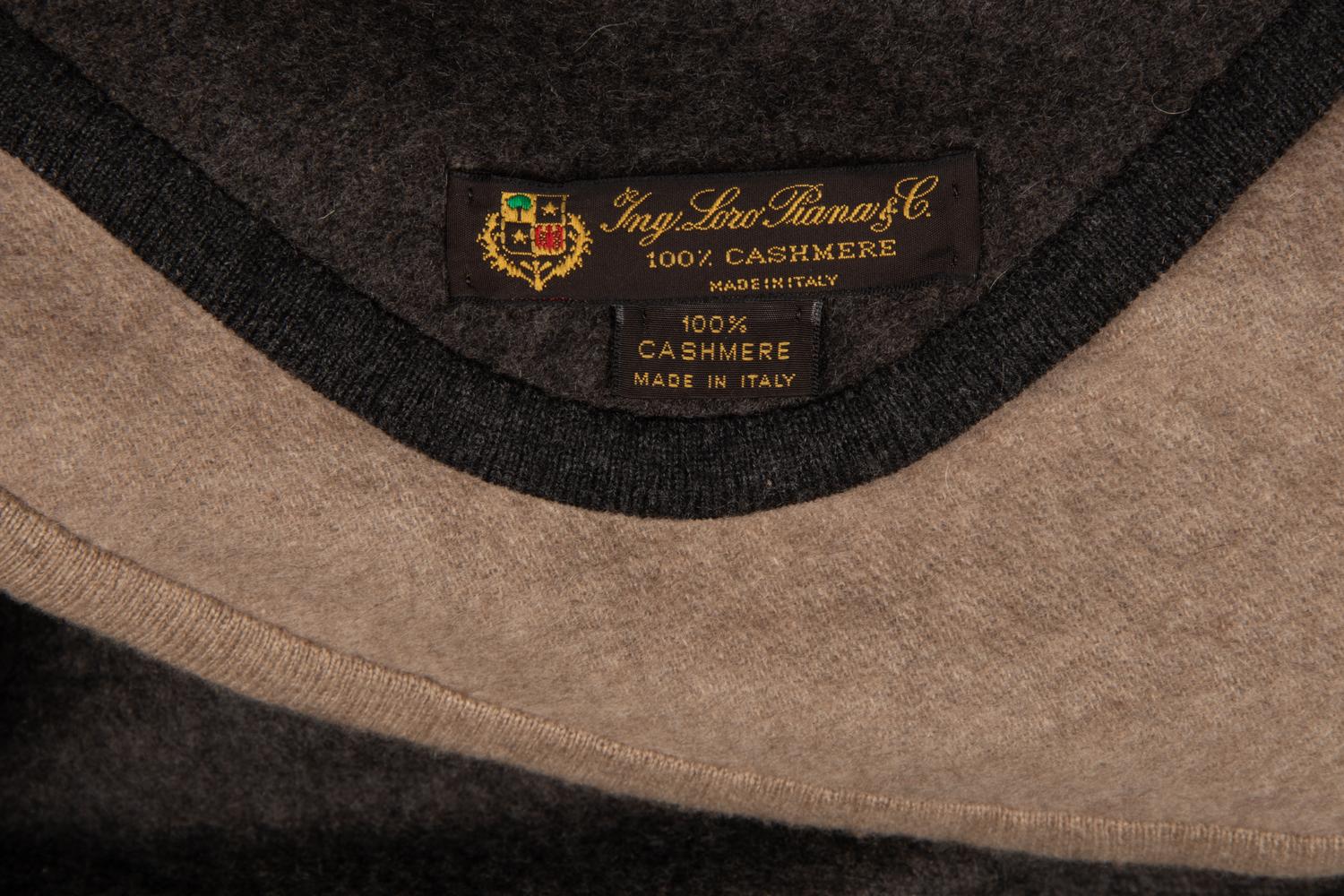Loro Piana Grey and Tan Cashmere Cape