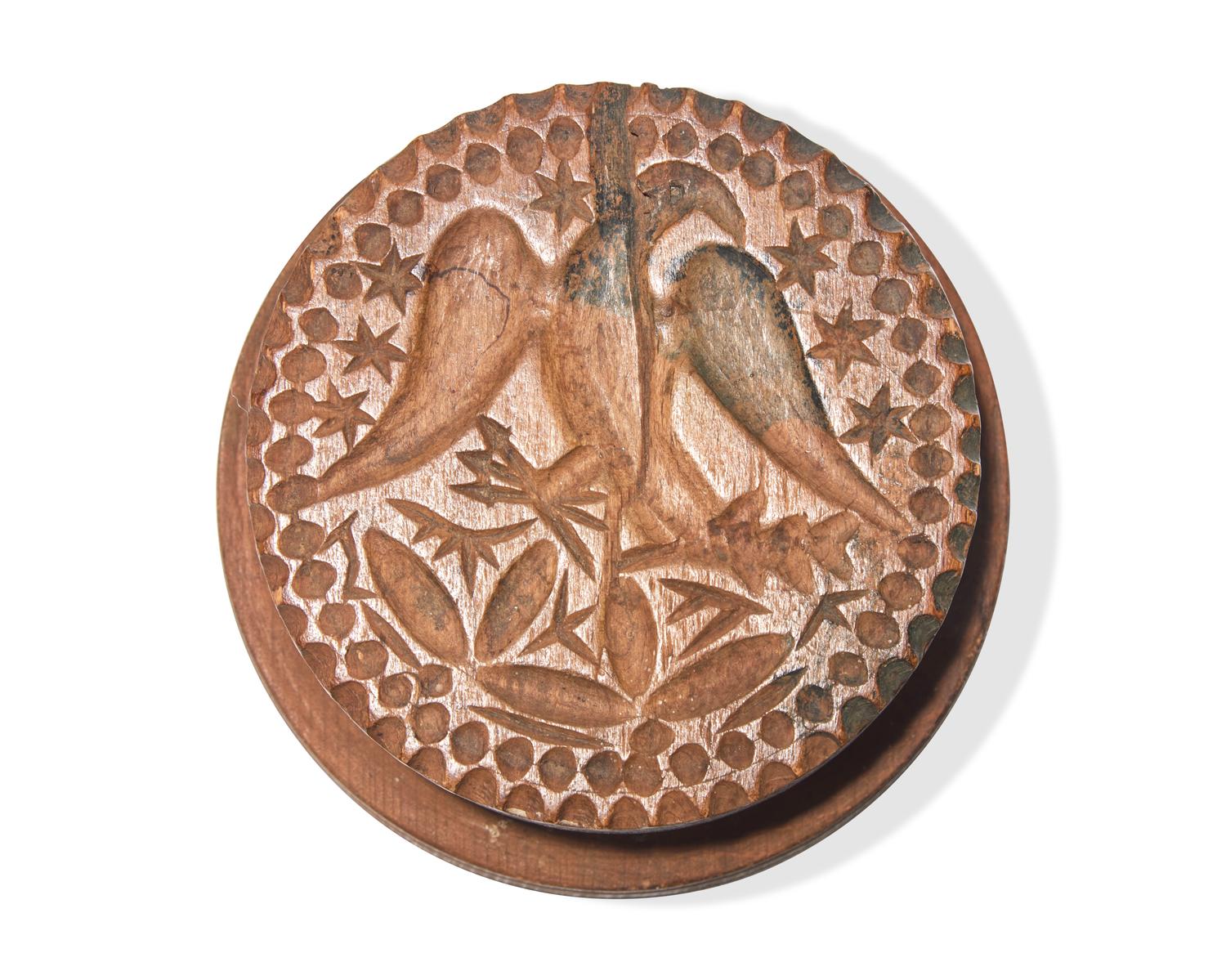 Four Carved Wood Butter Stamps, 19th Century