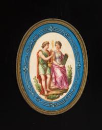 A French Ebonized, Gilt Bronze and Porcelain Mounted Console Cabinet