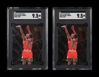 A Group of Two SGC 9.5 (NM+) 1996-97 Fleer Metal Metallized Michael Jordan Basketball Cards No. 128