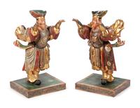 A Pair of Japanese Carved and Polychromed Figures