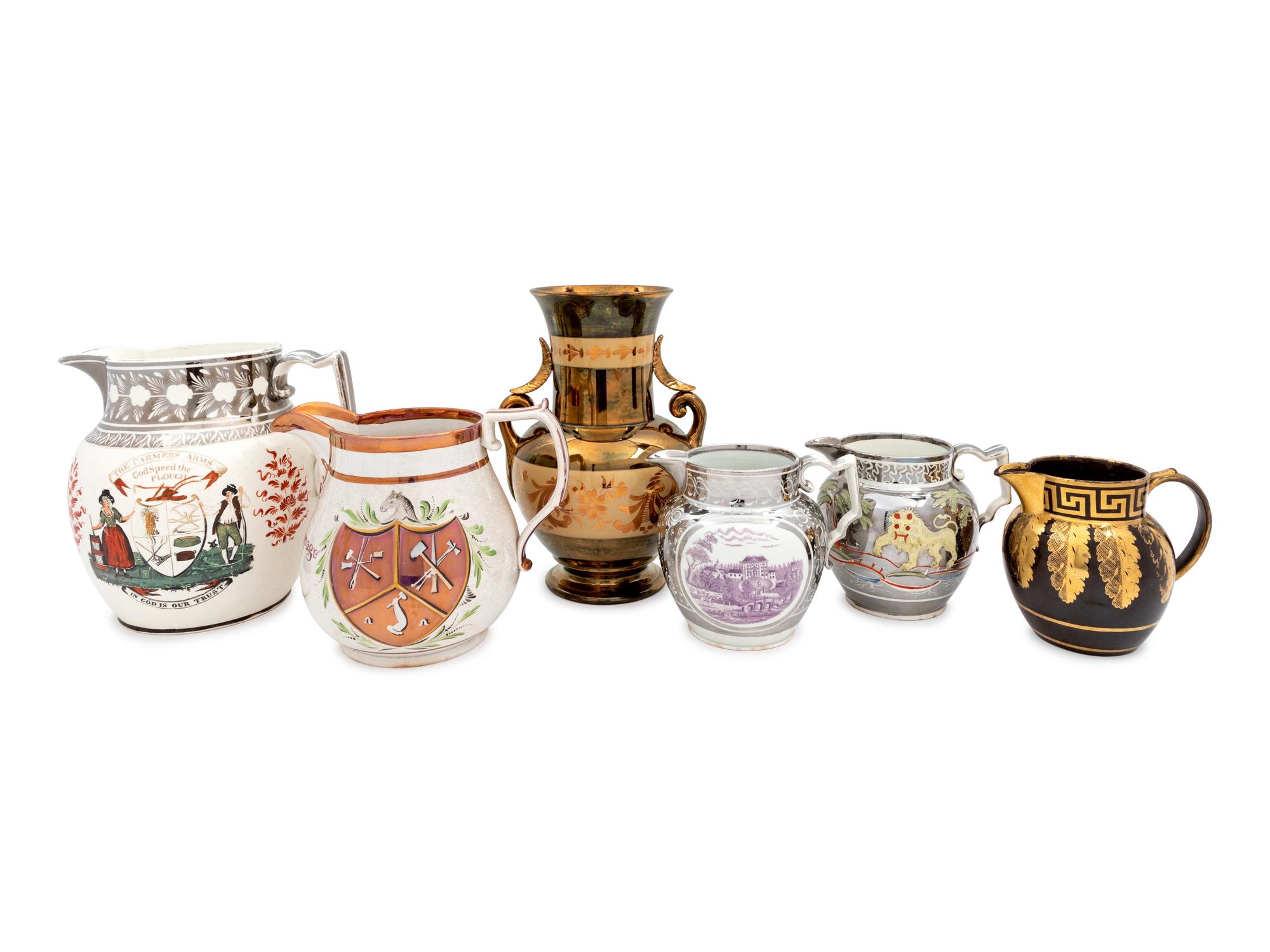 Six English Lusterware Ceramic Articles
