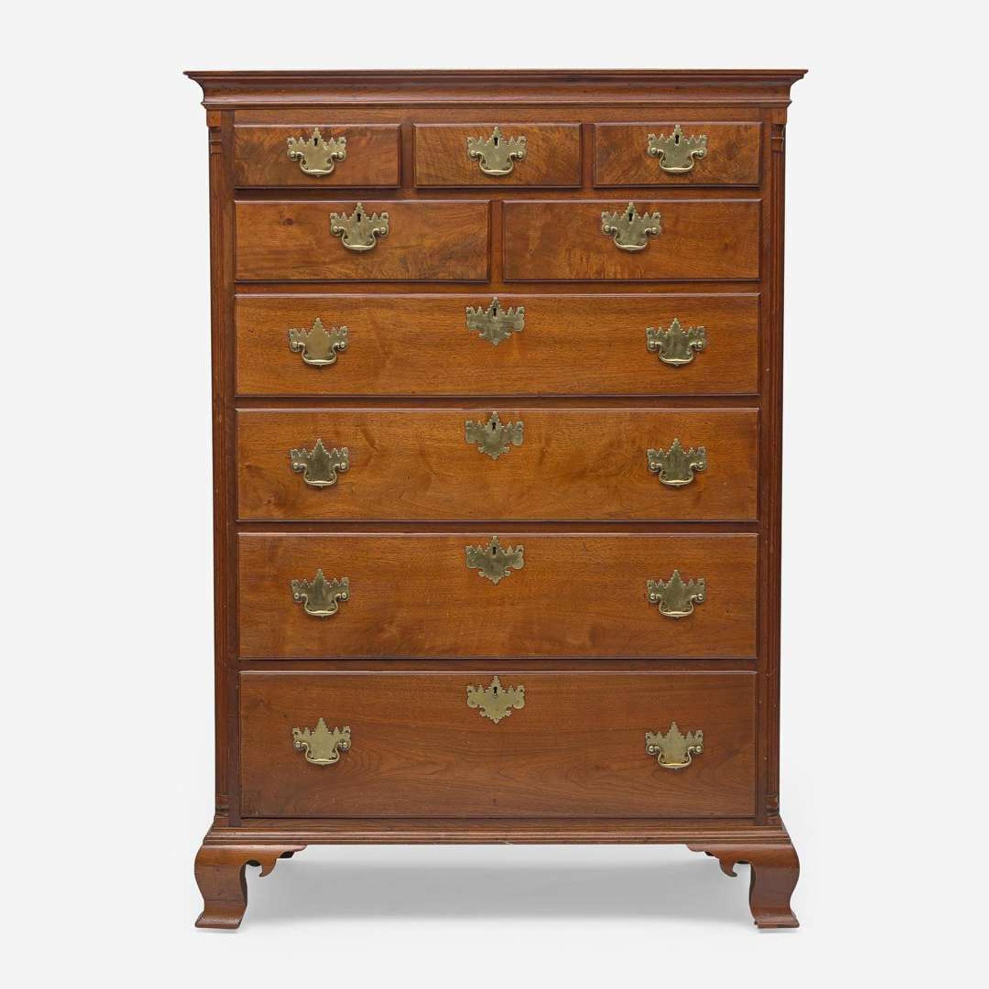 A Chippendale carved walnut tall chest of drawers Possibly Lancaster County, PA, circa 1790