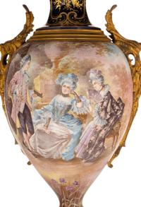 A Sèvres Style Gilt Metal Mounted Porcelain Urn