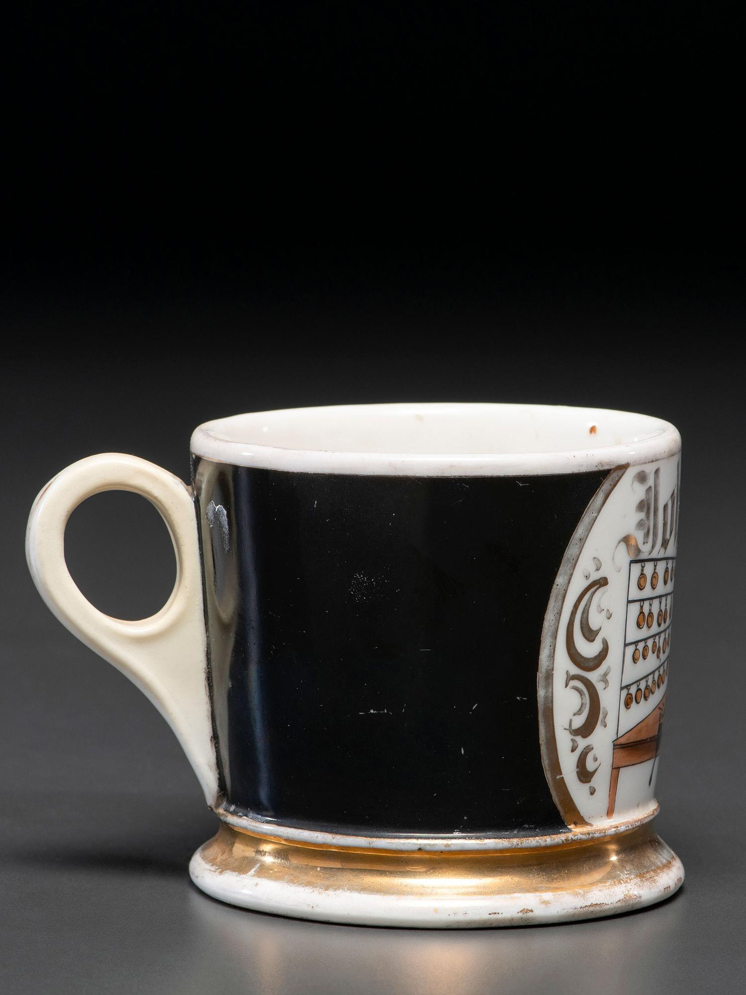 A Horologist's Porcelain Occupational Shaving Mug