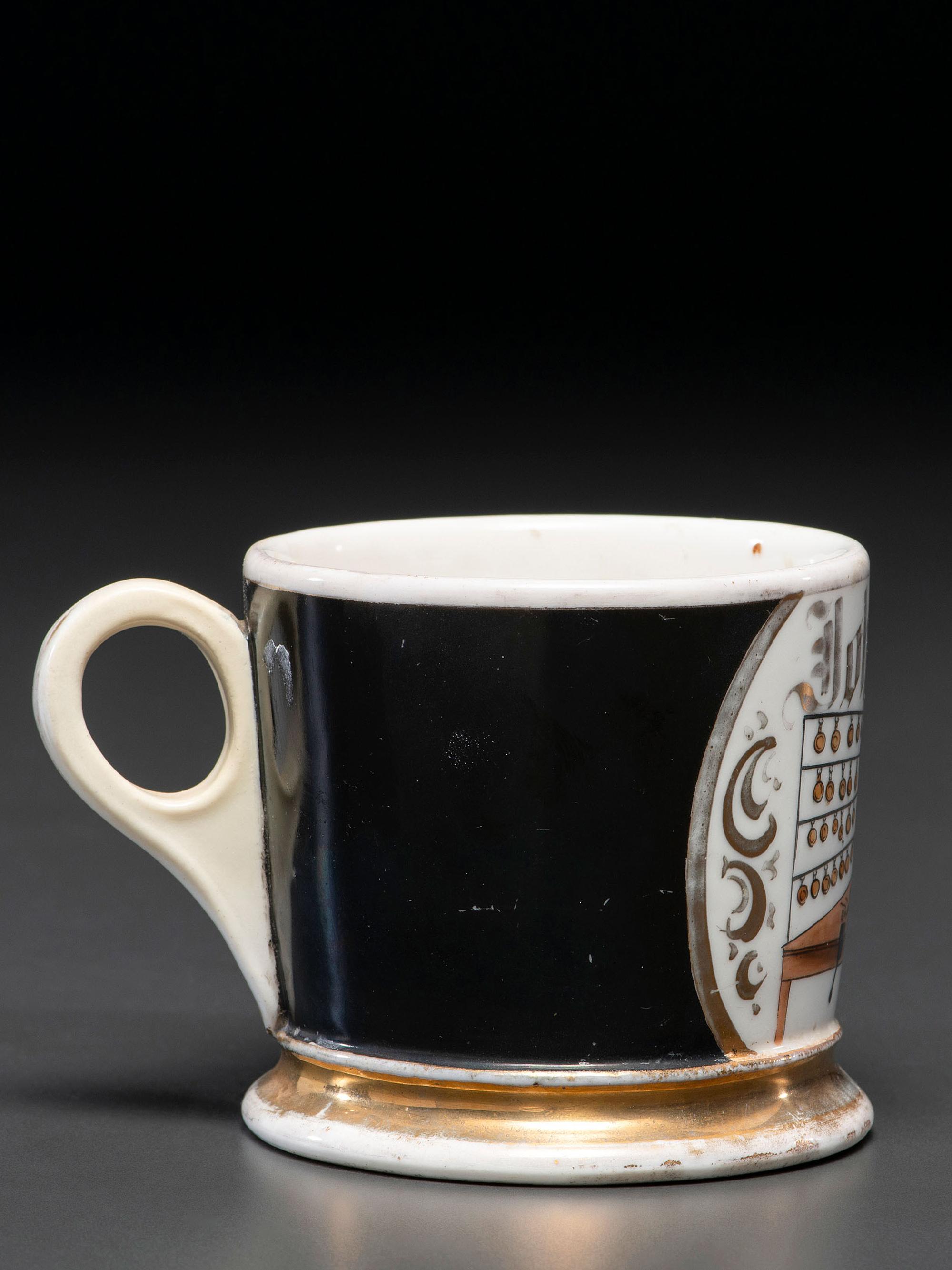 A Horologist's Porcelain Occupational Shaving Mug