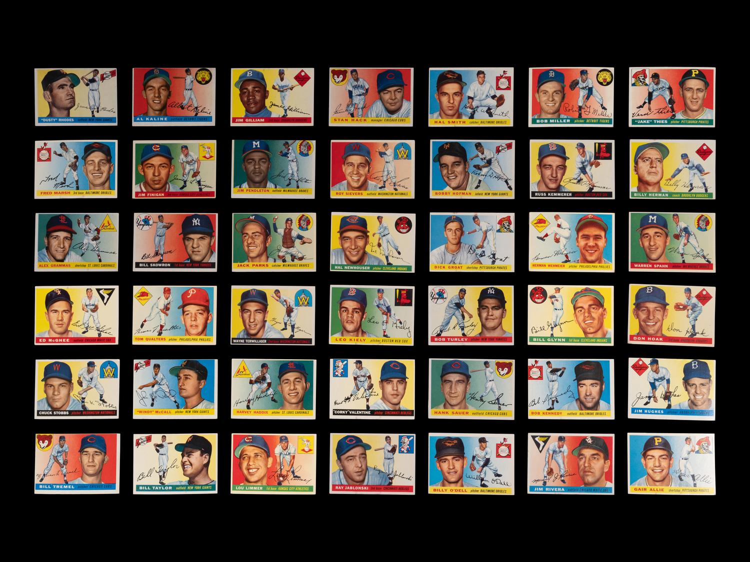 A Group of 140 1955 and 1956 Topps Baseball Cards Including Multiple Hall of Famers and High Numbers,