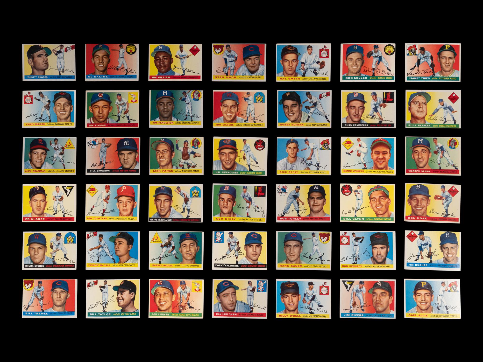 A Group of 140 1955 and 1956 Topps Baseball Cards Including Multiple Hall of Famers and High Numbers,