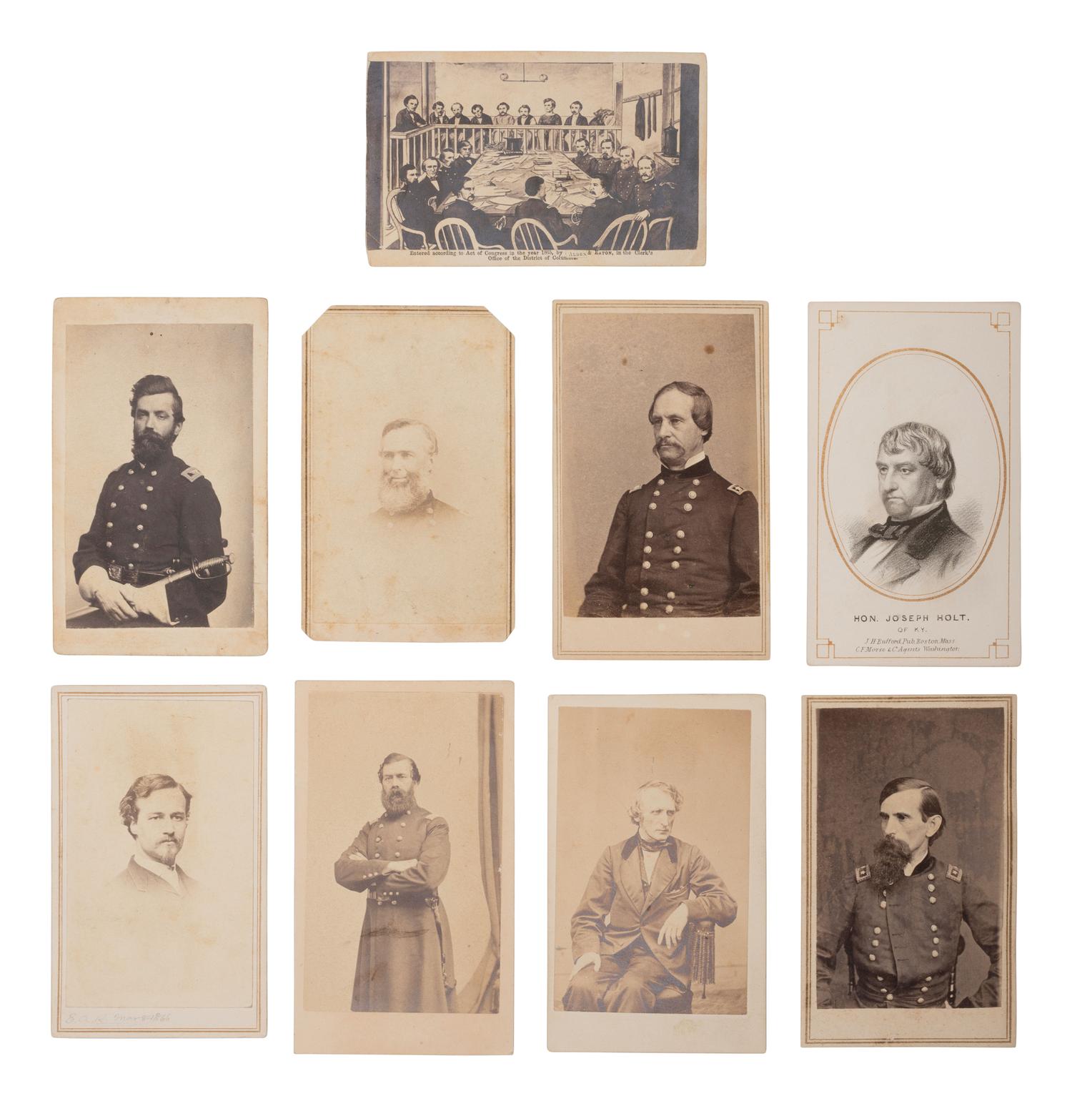 [LINCOLN, Abraham (1809-1865)]. A group of CDVs featuring members of the military commission and prosecution for the Lincoln Assassination Conspiracy Trial.