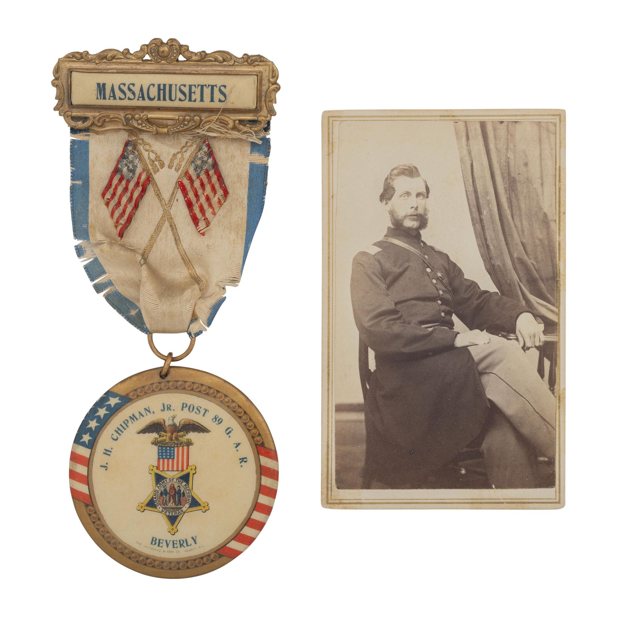 Ames Model 1850 Staff and Field Officers Sword Presented to Capt John Chipman 59th Mass - POW and WIA, with Sash, CDV and GAR Button
