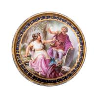 A Vienna Painted and Parcel Gilt Porcelain Covered Box