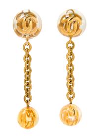 A Pair of Chanel Lucite Drop Earclips, 3" x 1.25".