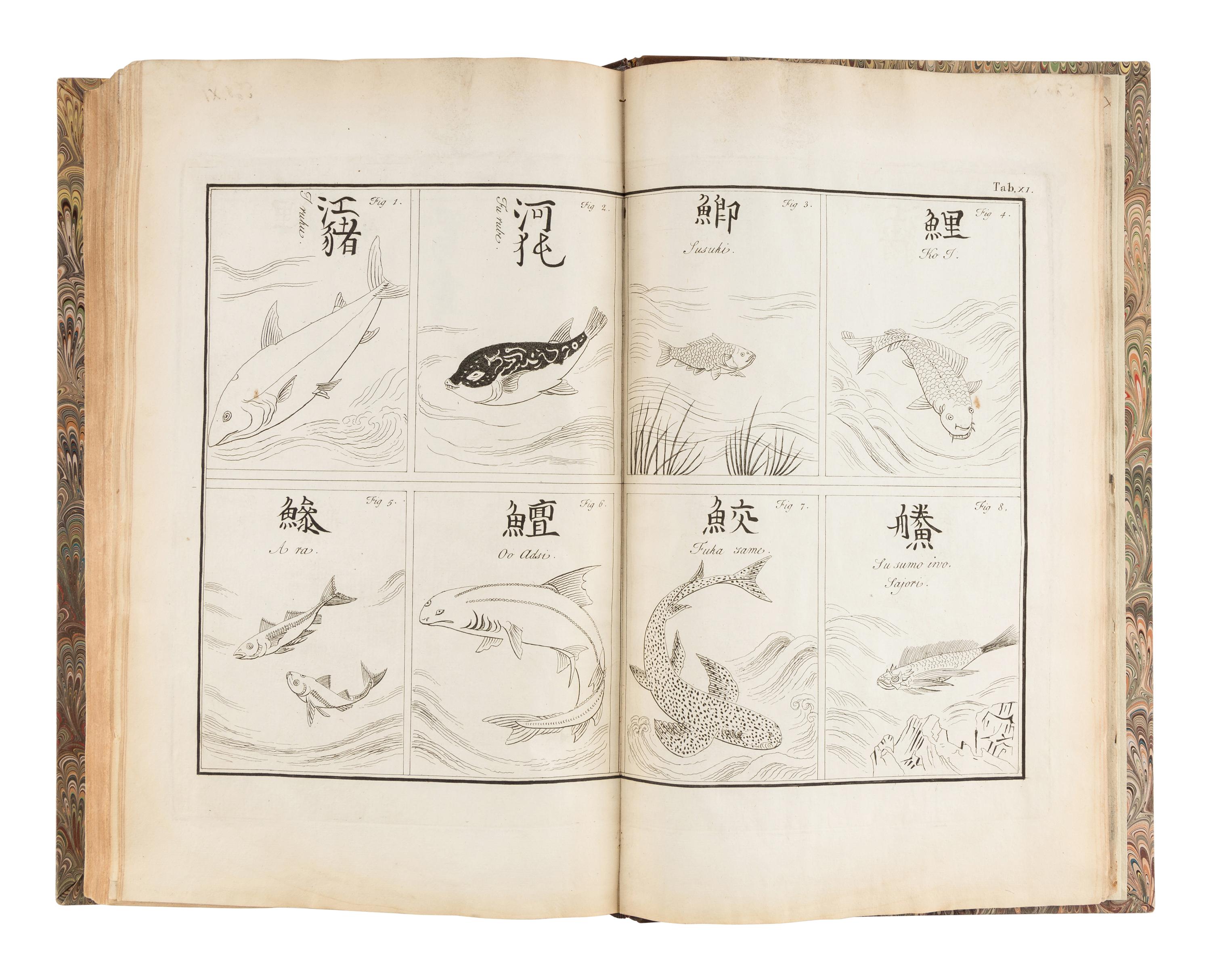 KAEMPFER, Engelbert (1651-1716). The History of Japan, giving an Account of the Ancient and Present State and Government of that Empire...translated from his original manuscript, never before printed, by J.G. Scheuchzer...With the life of the author . London: Printed for the translator [Volume II: for the Publisher], 1727, 1728.