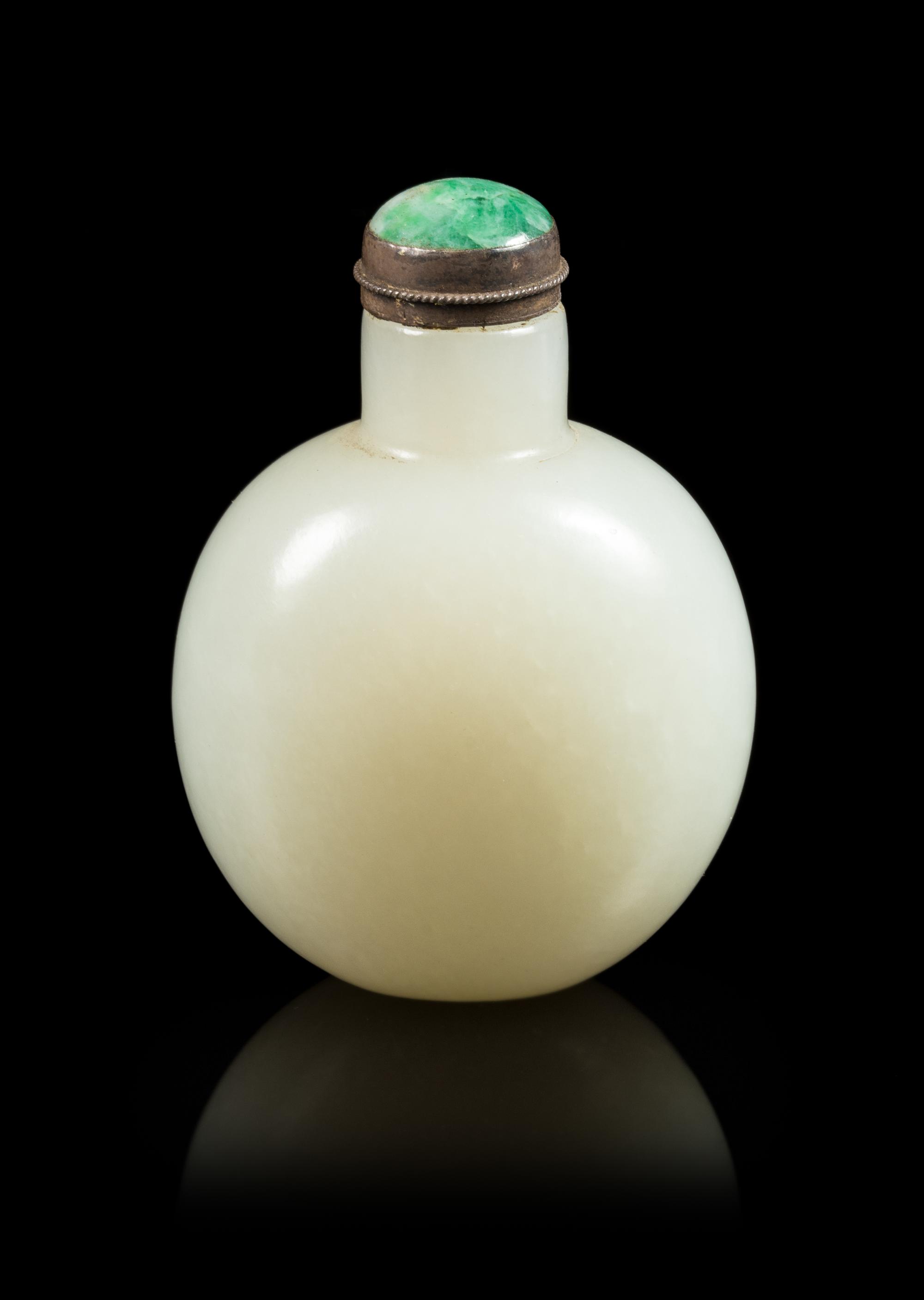 A White Jade Snuff Bottle Height 2 1/4 inches. — 19TH CENTURY