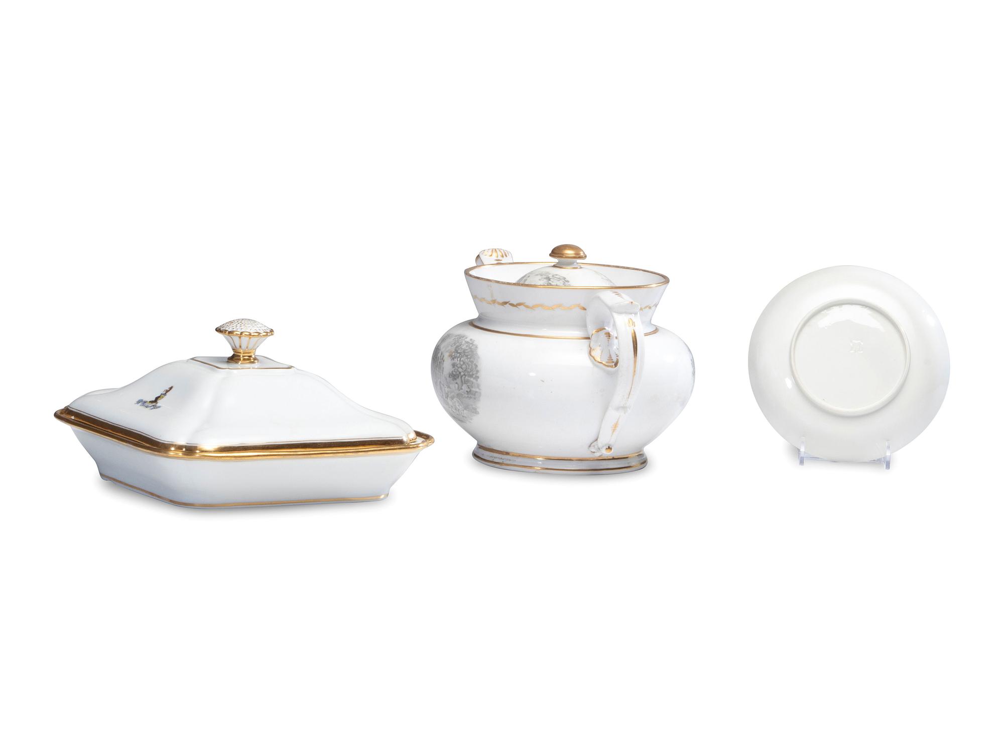 Five Parcel Gilt Porcelain Articles