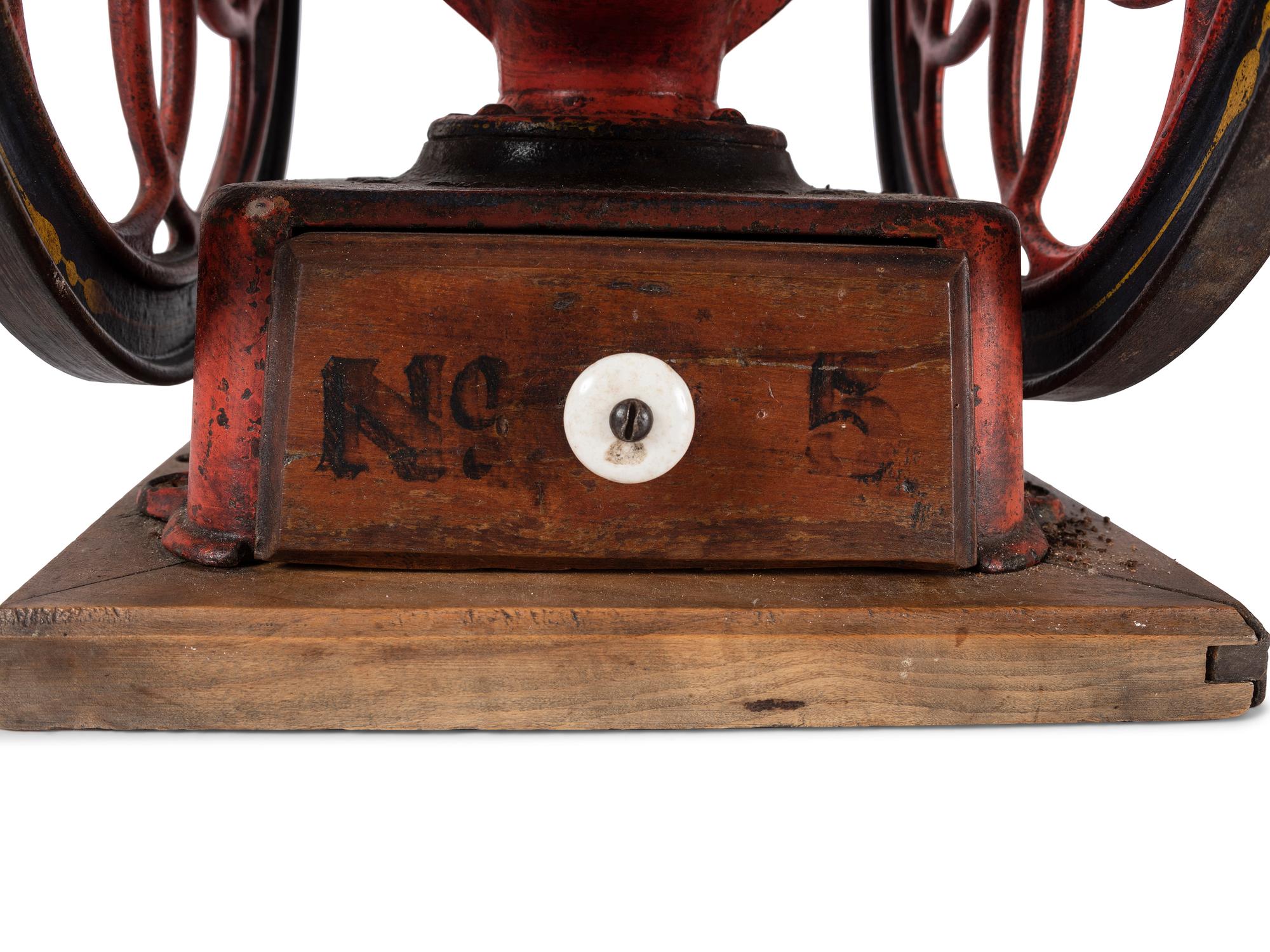 An Enterprise No. 5 Painted Cast Iron Coffee Mill