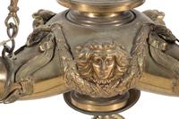 A Neoclassical Gilt Bronze Four-Light Chandelier with Frosted Glass Shades