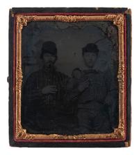 [EARLY PHOTOGRAPHY]. 3 cased images featuring subjects with cigars, including Civil War recruits.
