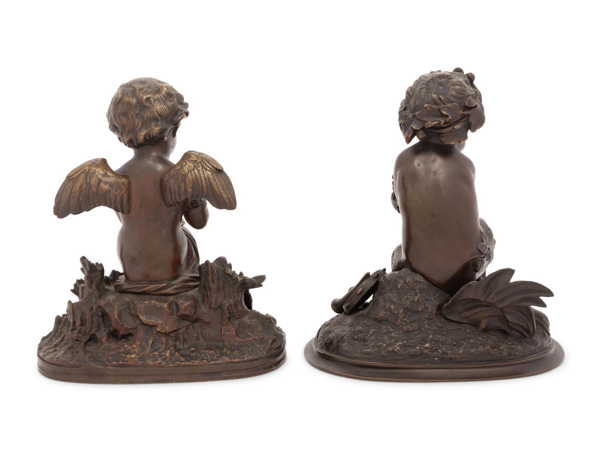 A Pair of French Bronze Figures of Putti