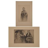 Edgar Chahine (French, 1874-1947) — Portrait of a Woman ; Together with Family Portrait (Two Works)