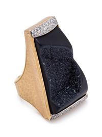 An 18 Karat Yellow Gold, Diamond and Druzy Onyx Ring, Jorge Adeler,