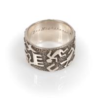 Cast Silver Ring, with Petroglyph Design