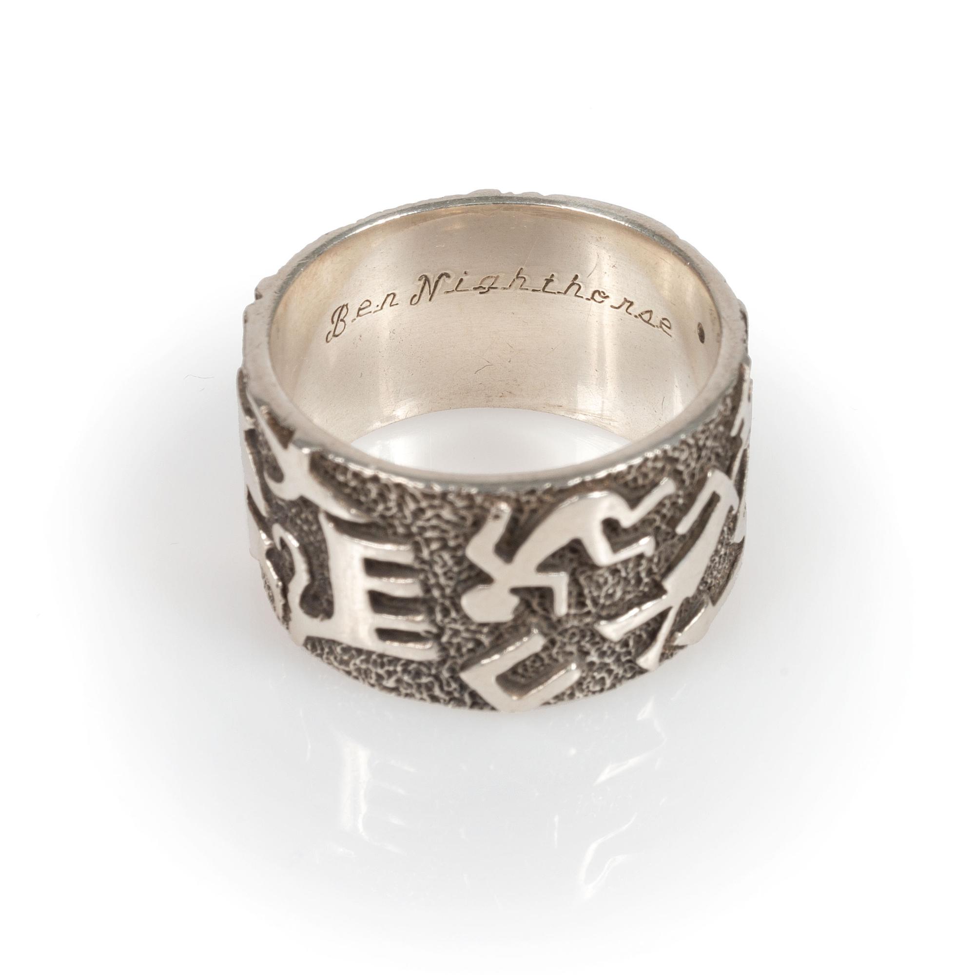 Cast Silver Ring, with Petroglyph Design