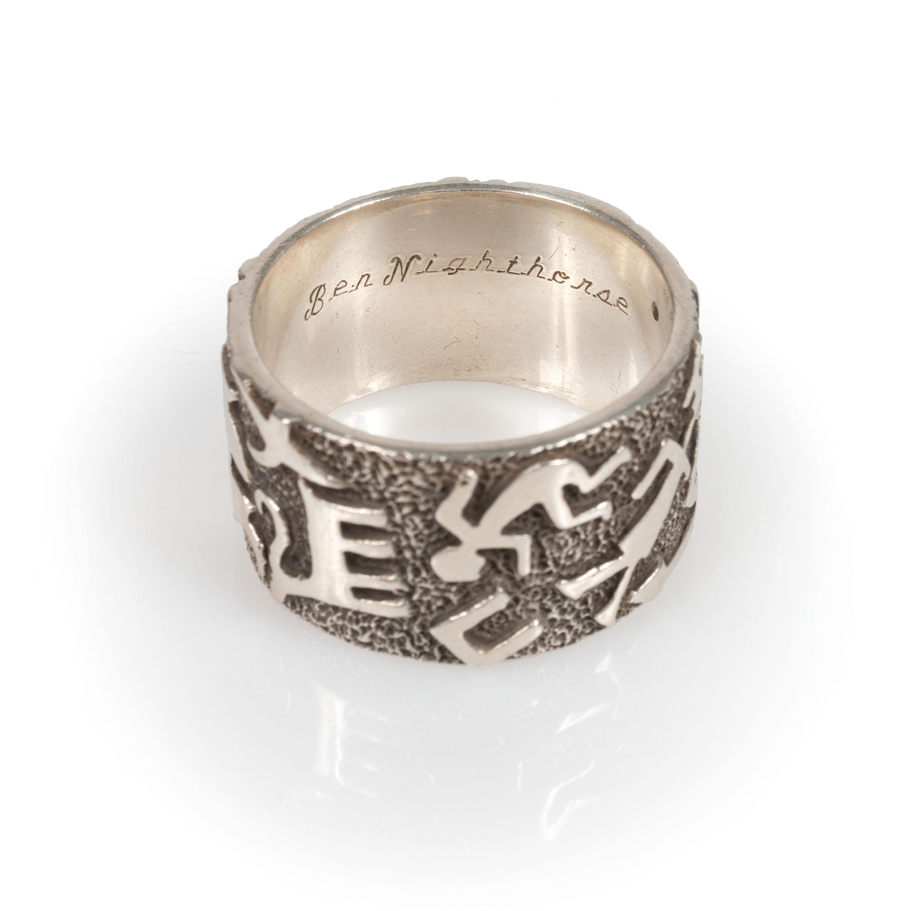 Cast Silver Ring, with Petroglyph Design