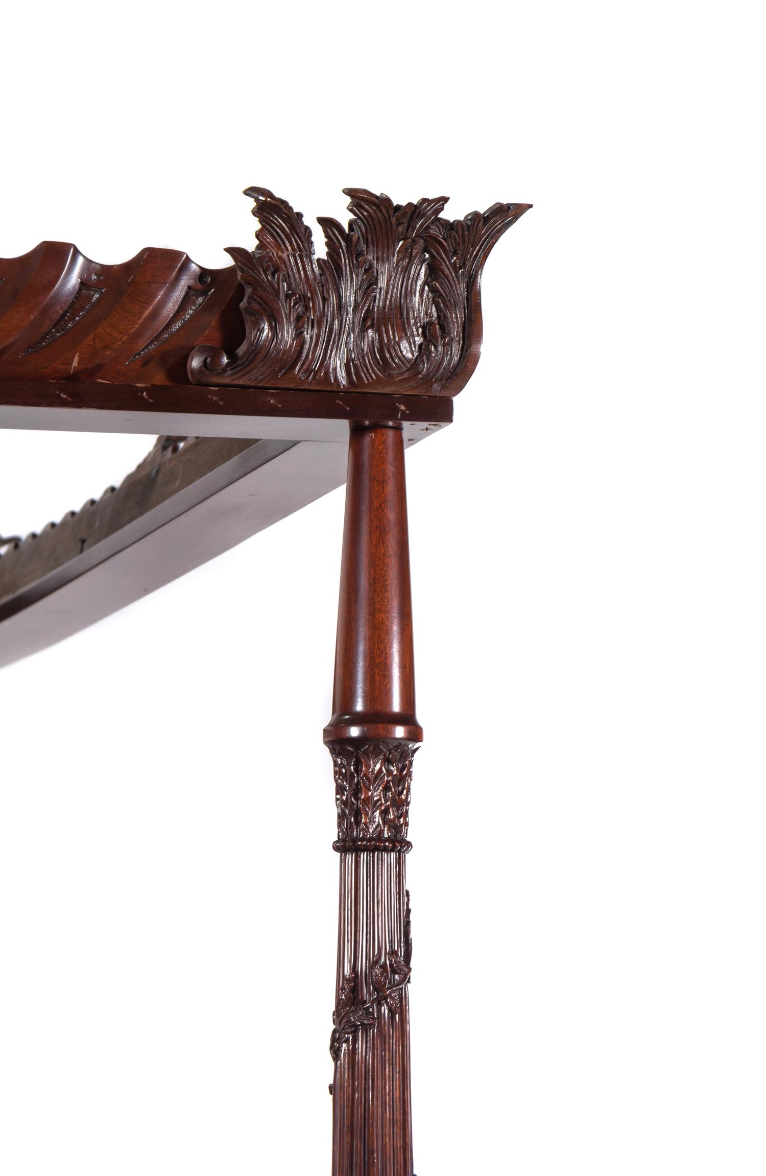 A George III Style Carved Mahogany Tester Bed with Custom Drapery