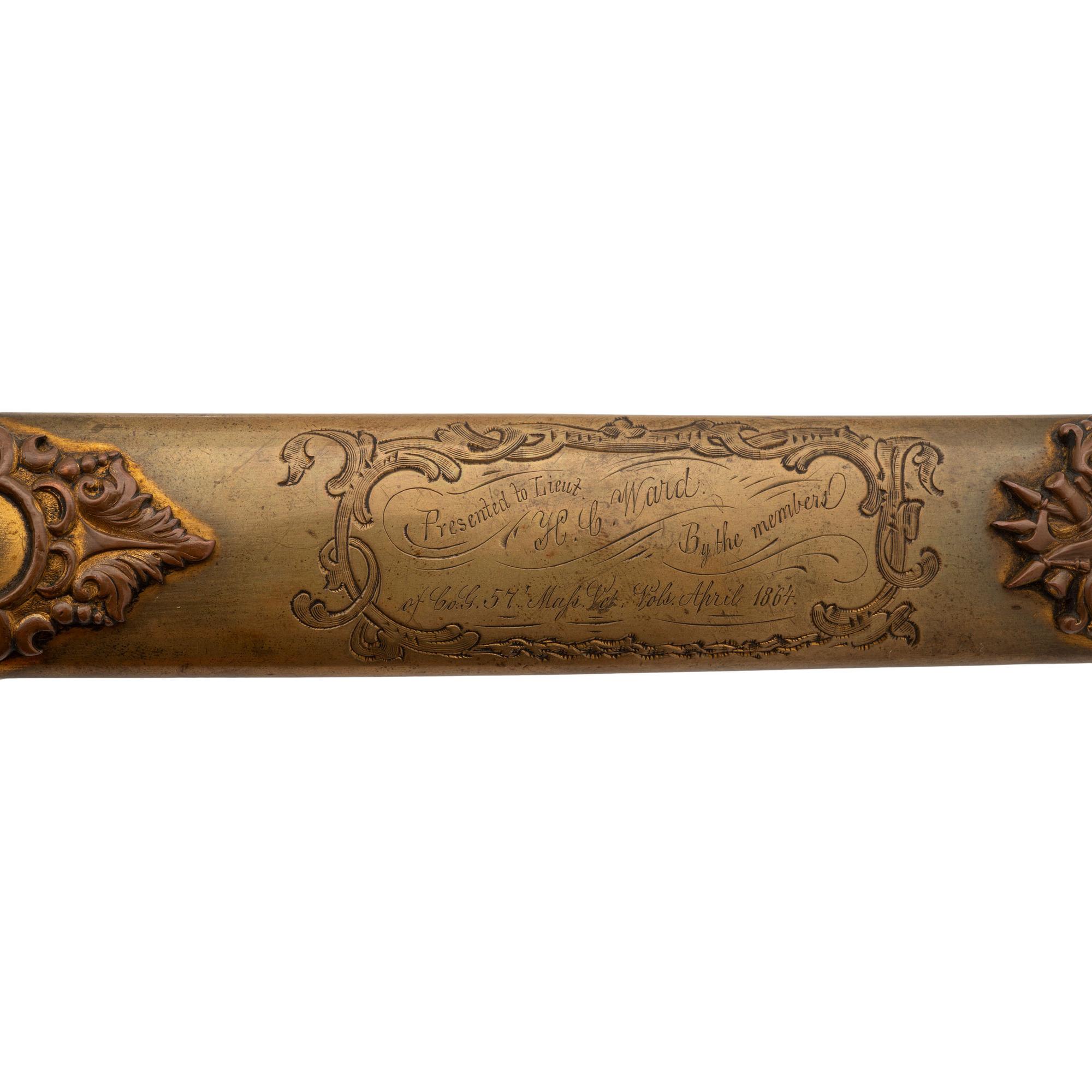 Two Ames Presentation Swords to Lt. Henry Ward (Capt.) 57th Mass Infantry WIA at Antietam, Spotsylvania & Petersburg, POW Petersburg & Post-War General