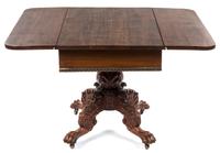 An American Mahogany Drop-Leaf Breakfast Table, Height 28 1/4 x width 46 3/4 x depth 40 inches (open).