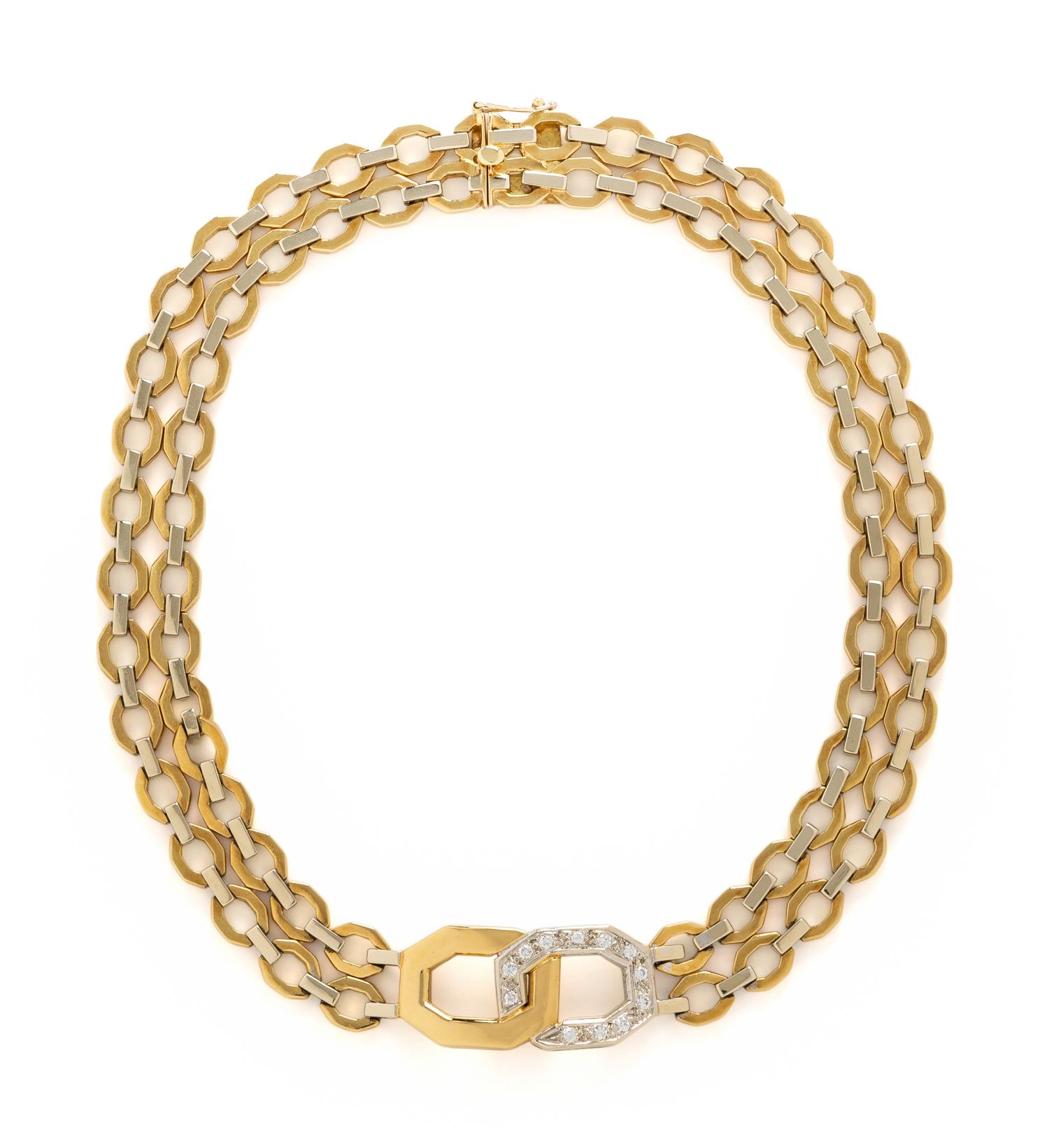 BICOLOR GOLD AND DIAMOND NECKLACE