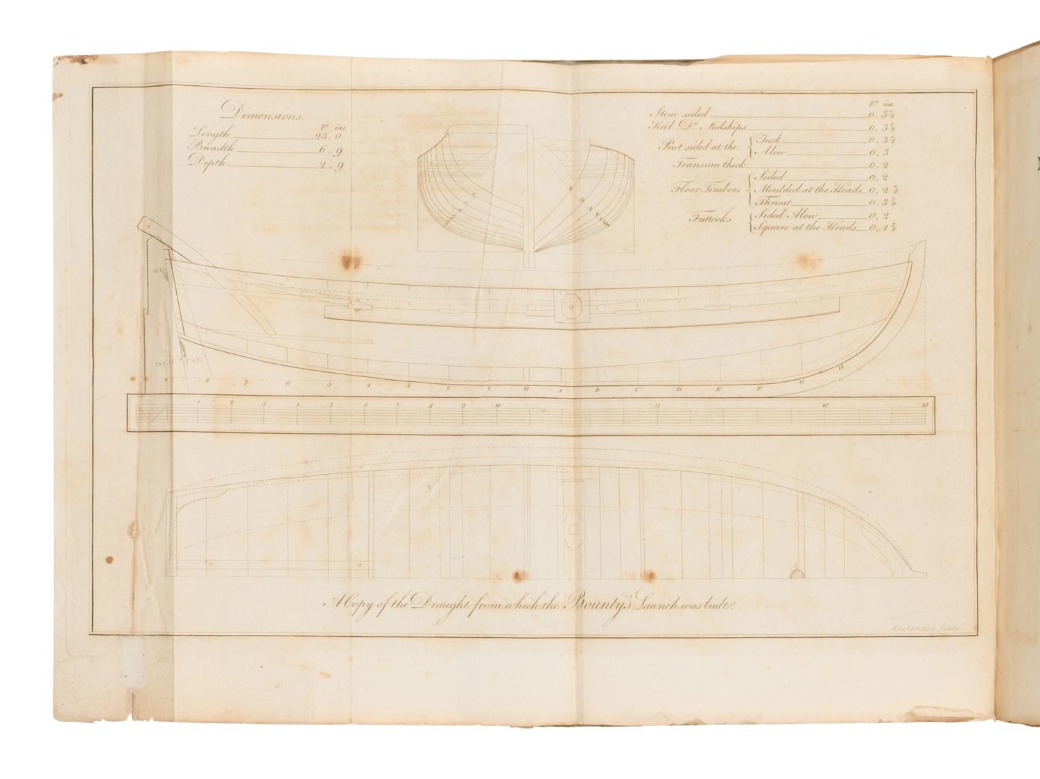 [Travel & Exploration]. Bligh, William (1754-1817). A Narrative of the Mutiny, on board His Majesty's Ship Bounty ; a nd the subsequent voy a ge of p a rt of the crew, in the ship 's bo a t, from T of o a , on e of the Friendly Isl a nds, to Timor, a Dutch Settlement in the E a st Indies . London: for George Nicol, 1790.