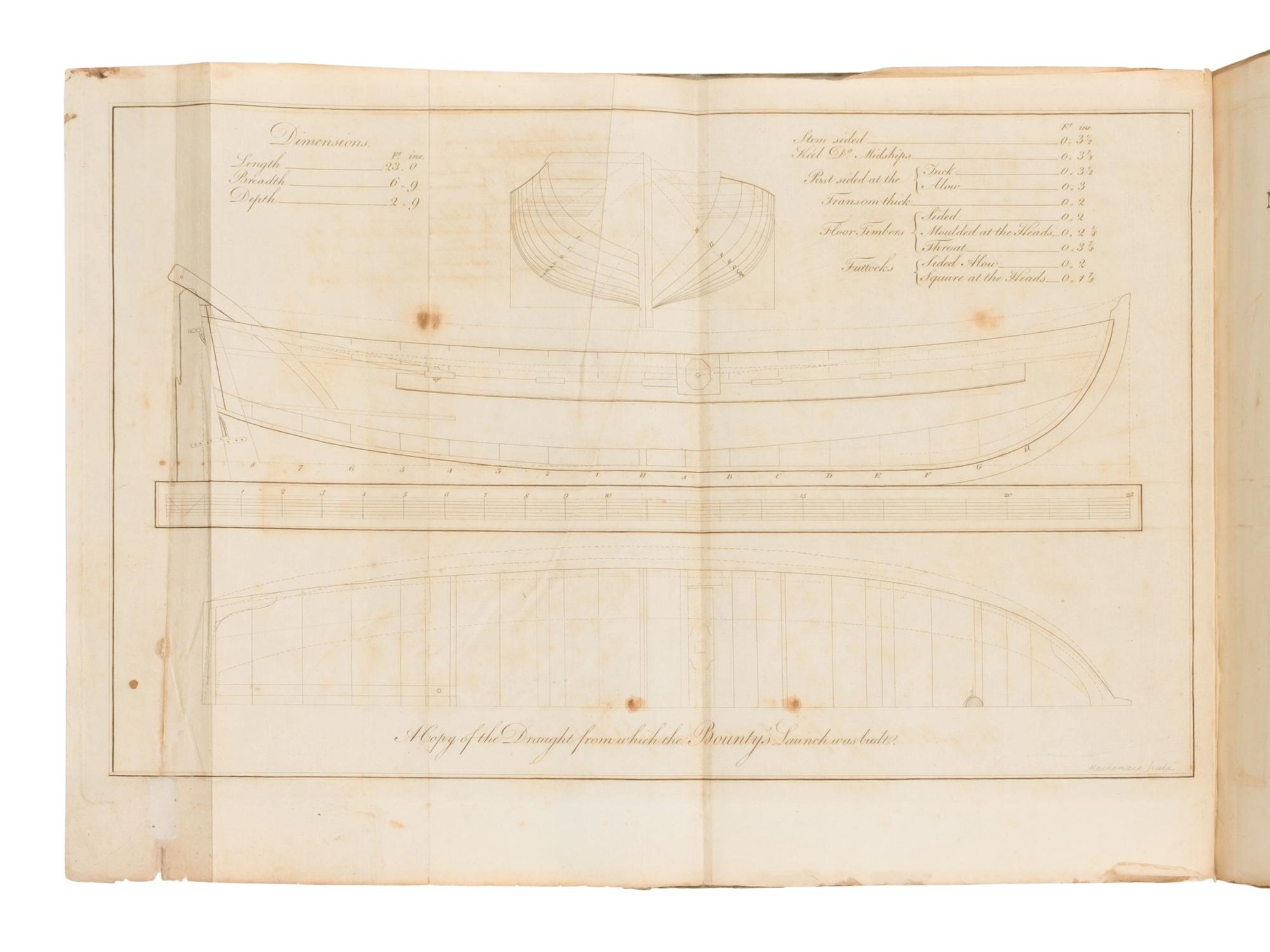 [Travel & Exploration]. Bligh, William (1754-1817). A Narrative of the Mutiny, on board His Majesty's Ship Bounty ; a nd the subsequent voy a ge of p a rt of the crew, in the ship 's bo a t, from T of o a , on e of the Friendly Isl a nds, to Timor, a Dutch Settlement in the E a st Indies . London: for George Nicol, 1790.