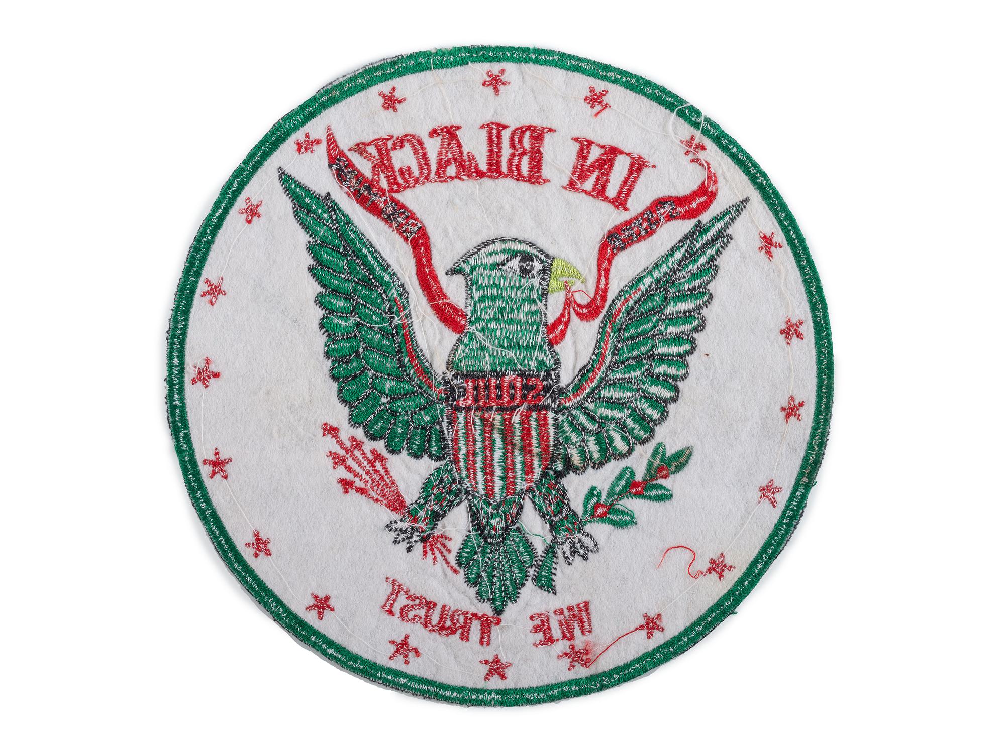 [CIVIL RIGHTS]. In Black We Trust . Large embroidered vernacular patch.