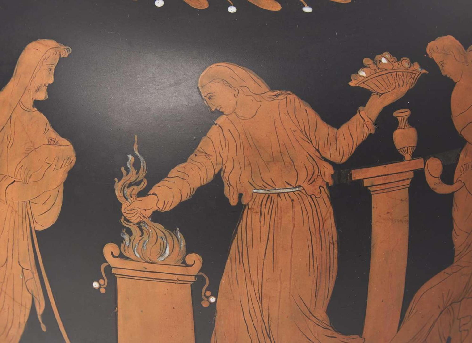 A Wedgwood Encaustic Decorated Black Basalt Vase, UK, circa 1800