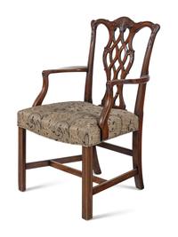 A Pair of George III Style Carved Mahogany Armchairs