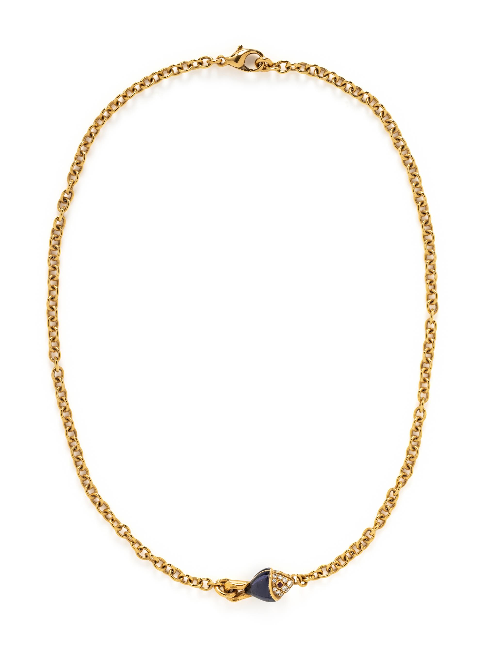 BULGARI, YELLOW GOLD, AMETHYST AND DIAMOND 'NATURALIA' FISH NECKLACE