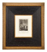 A Set of Four French Engravings of Courting Aristocrats in Ebonized and Giltwood Frames