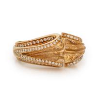 Carved Citrine, Diamond, and Yellow Gold Ring
