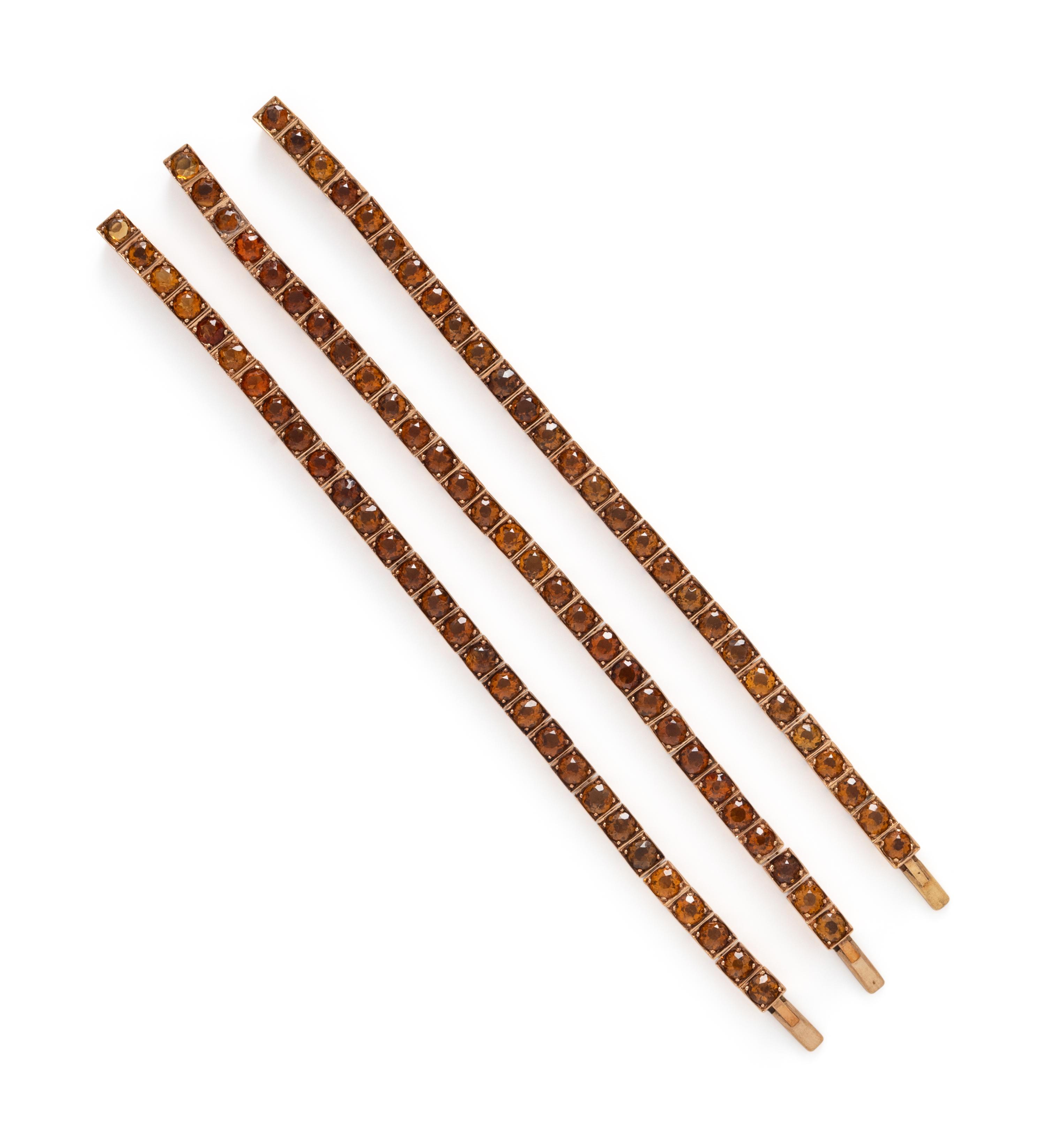 SET OF ROSE GOLD AND CITRINE BRACELETS