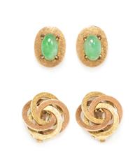 COLLECTION OF YELLOW GOLD EARCLIPS